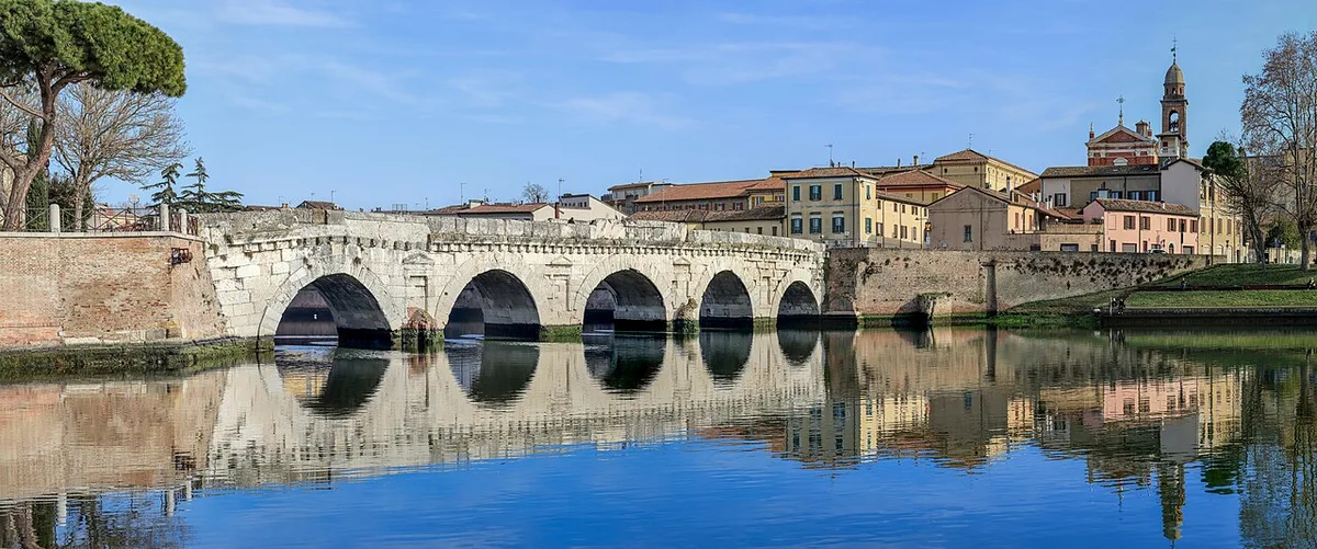 Tiberius Bridge and historic Rimini