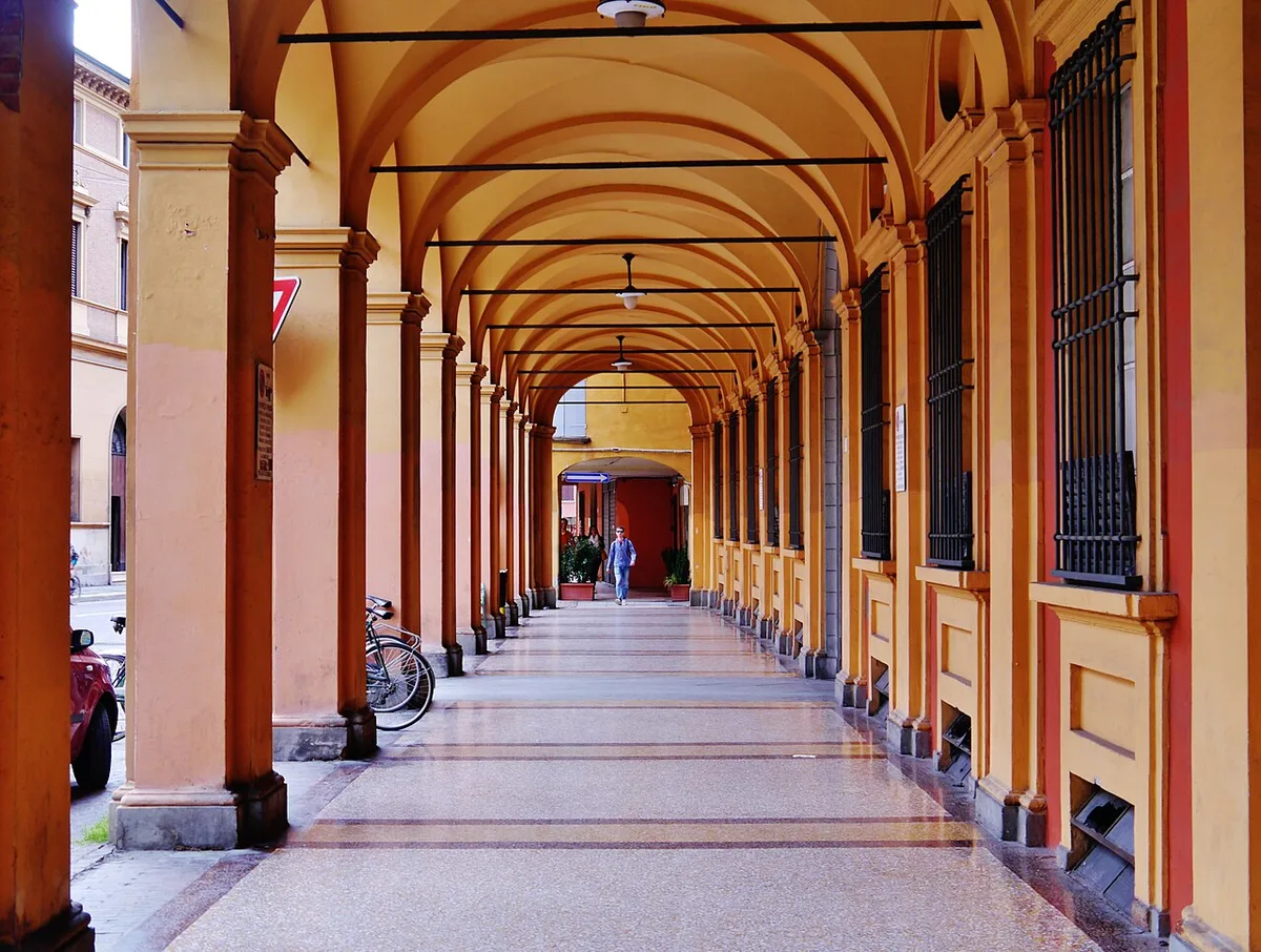 Porticoes along Via Saragozza in Bologna
