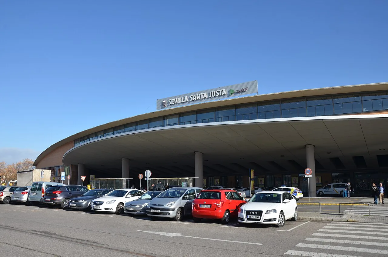 Sevilla Santa Justa railway station exterior and forecourt